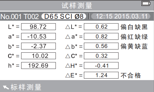 試樣測(cè)量界面